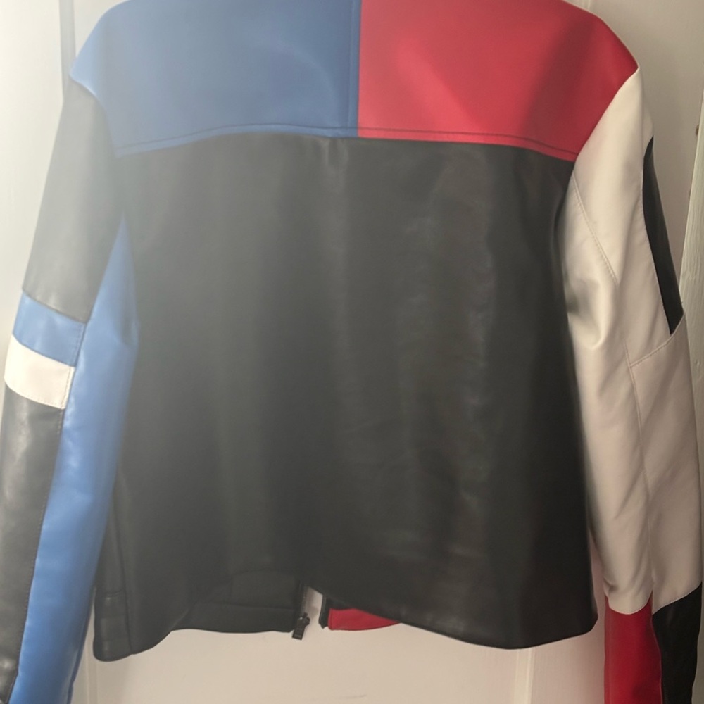 Colorblock Leather Jacket